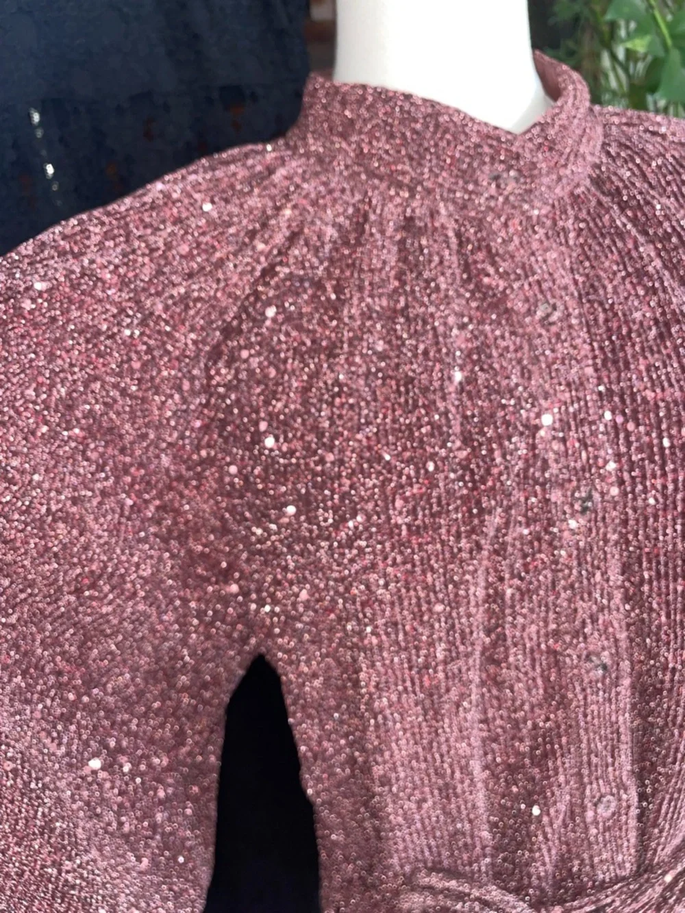 CIEBON Metallic Knit Nordstrom Sparkling Rose Pink Sequin Dress Medium Current - Picture 9 of 13